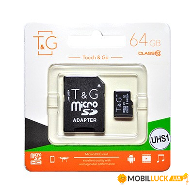   MicroSDHC 64GB UHS-I Class 10 T&G + SD-adapter (TG-64GBSDCL10-01)