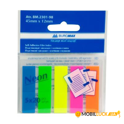 - Buromax Plastic bookmarks 45x12mm520rectanglesneon colors (BM.2301-98)