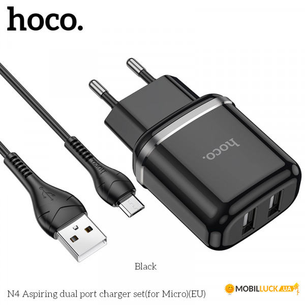   Hoco N4 Micro Usb 2USB Black (25207)