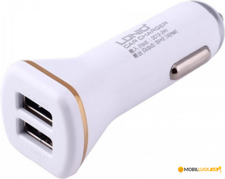    LDNIO DL-219 Dual USB Car Charger (2.1A) white + MicroUSB Cable