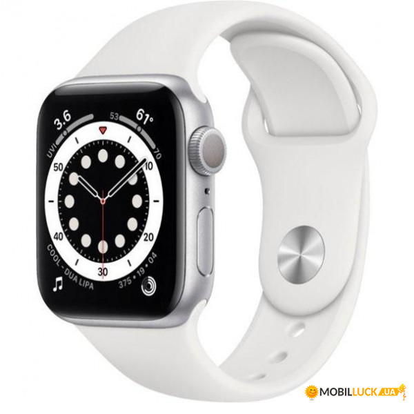 - Apple Watch Series 6 GPS 40mm Silver Aluminum Case with White Sport Band (MG283)