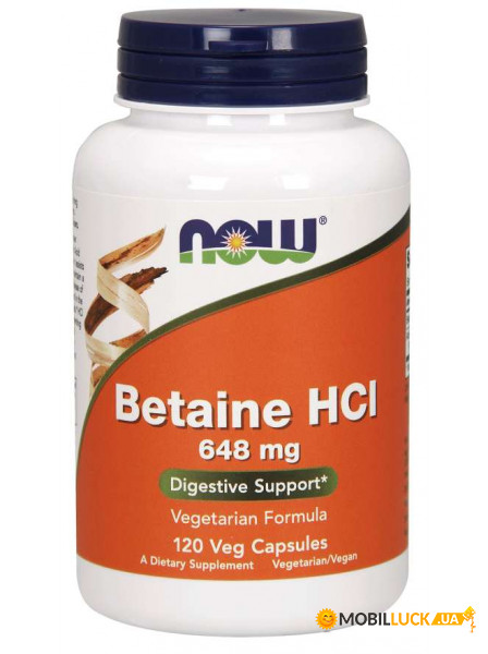  NOW Betaine HCl 648 mg Veg Capsules 120  (4384301954)