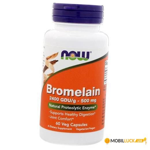   NOW Bromelain 500 mg Veg Capsules 60 (4384301182)
