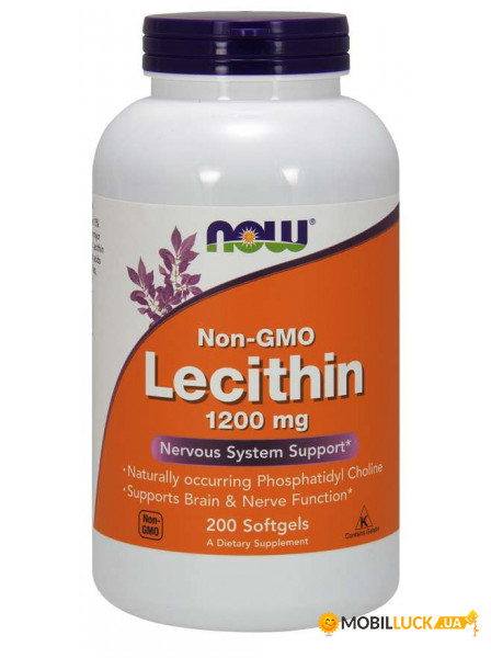   NOW Lecithin 1200 mg Softgels 200  (4384301976)