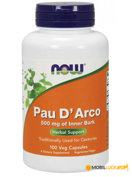   NOW Pau D'Arco 500 mg Veg Capsules 100  (4384301726)
