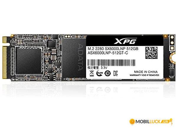  SSD A-DATA XPG SX6000 Lite 512GB M.2 2280 PCI Express 3.0x4 3D NAND TLC (ASX6000LNP-512GT-C)