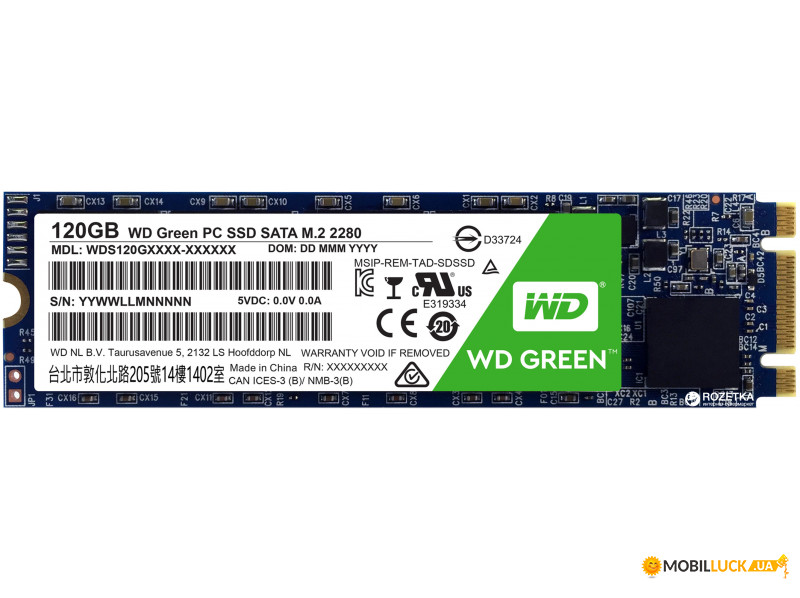  SSD 120GB WD Green M.2 2280 SATAIII TLC (WDS120G2G0B)
