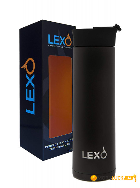  Lexo Temperature Mug , Flip Top Lid, Black, Grit Finish, 470 