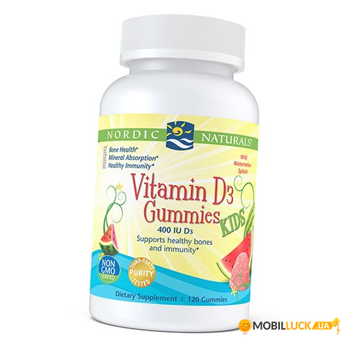  3   Nordic Naturals Vitamin D3 Gummies Kids 120  (36352036)