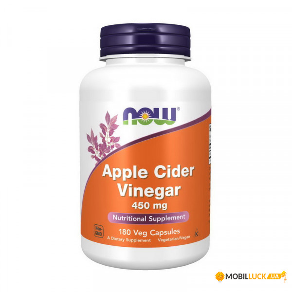  NOW Apple Cider Vinegar 450 mg 180 veg caps