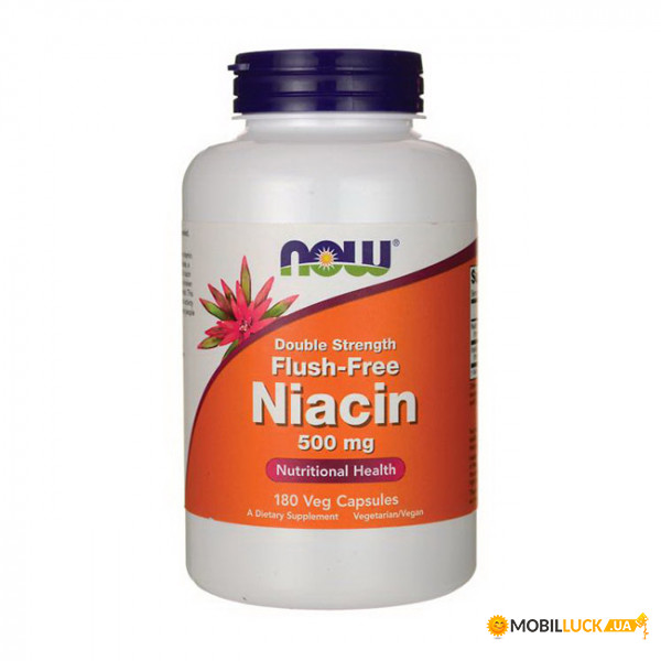  NOW Flush-Free Niacin 500 mg Double Strength 180 veg caps