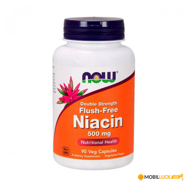  NOW Flush-Free Niacin 500 mg Double Strength 90 veg caps