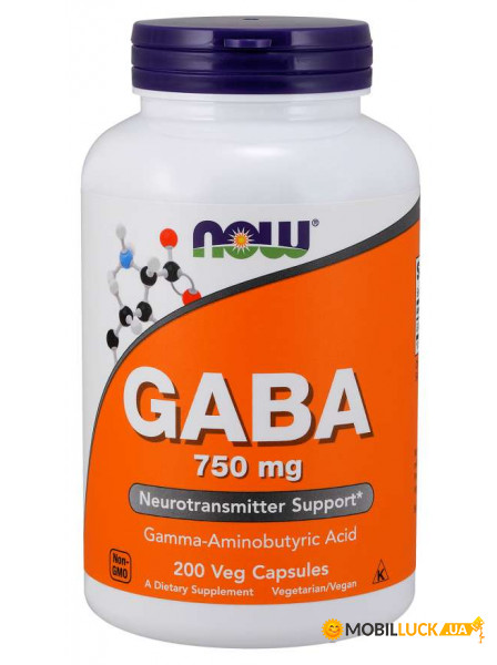  NOW GABA 750 mg Veg Capsules 200  (4384302620)
