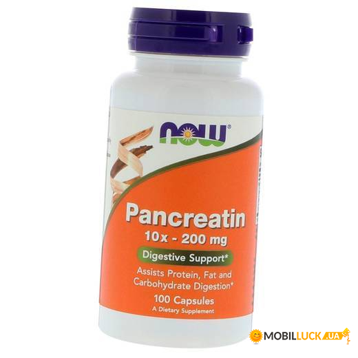  NOW Pancreatin 10X 200 mg Capsules 100  (4384301223)