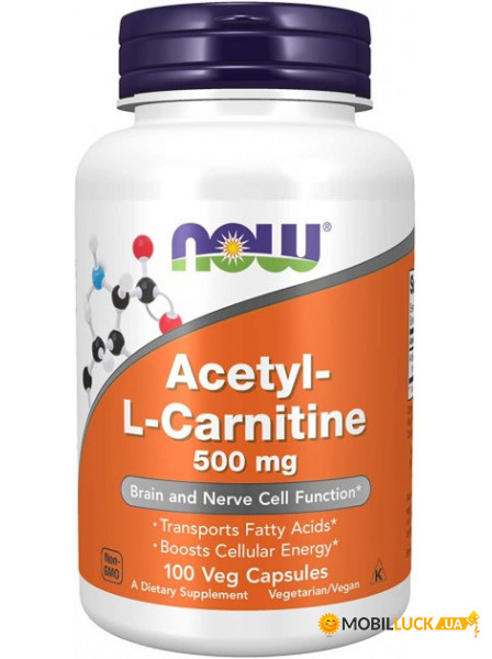  NOW Acetyl-L-Carnitine 500 mg Veg Capsules 100  (4384303509)