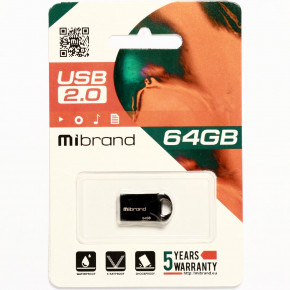 - Mibrand USB2.0 Hawk 64GB Black (MI2.0/HA64M1B) 3