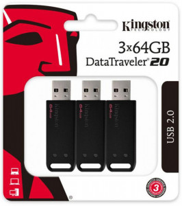- USB Kingston 2.0 3x64Gb DataTraveler 20 (DT20/64Gb-3P)