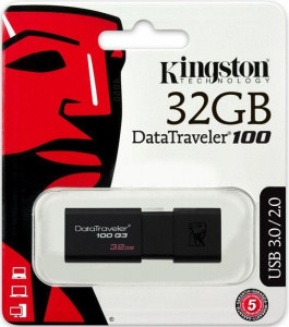 USB Flash Kingston DataTraveler 100 G3 USB 3.0 32Gb Black #I/S 4