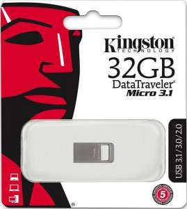 USB Flash Kingston DataTraveler Micro 3.1 USB 3.1 32Gb Silver #I/S 5