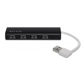  Belkin USB 2.0, Ultra-Slim Travel, 4 ,   , Black (F4U042bt)