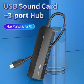  USB 3.1 Type-C -> 3xUSB 3.0+MicroUSB+3.5mm Sound Adapter  Vention (TGQBB) 3