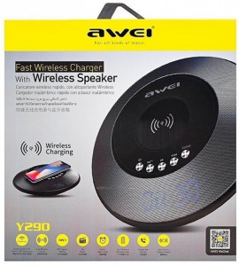   Awei Y290 Bluetooth Speaker-Wireless Charger Black 3