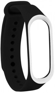    UWatch Double Color Replacement Silicone Band For Xiaomi Mi Band 3/4 Black/White Line