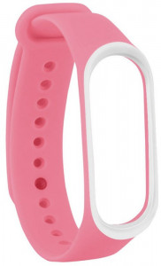    UWatch Double Color Replacement Silicone Band For Xiaomi Mi Band 3/4 Pink/White Line