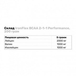  BCAA IronFlex  BCAA Performance 2-1-1 200g (Pina Colada) 4