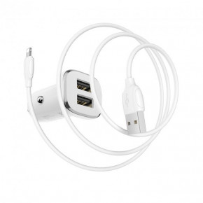    BOROFONE BZ12 double port in-car charger set with Lightning White 5