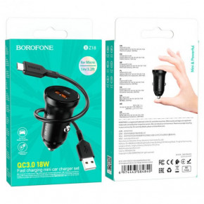    BOROFONE BZ18 single port QC3.0 car charger set(Micro) Black 5