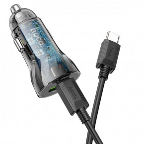    HOCO Z47A Transparent Discovery Edition dual port PD30W+QC3.0 car charger set(Type-C to Type-C) Transparent Black 4