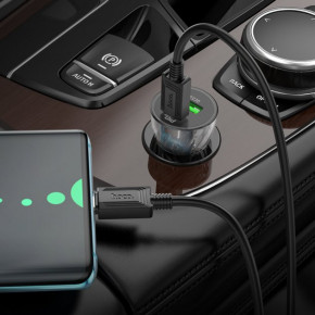    HOCO Z47A Transparent Discovery Edition dual port PD30W+QC3.0 car charger set(Type-C to Type-C) Transparent Black 5