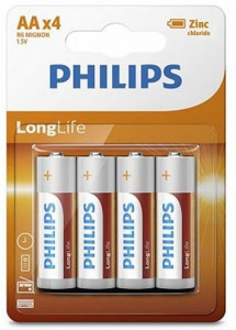  Philips LongLife Zinc Carbon AA BLI 4