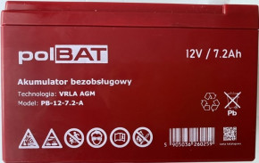   PolBAT 12V 7.2AH (PB-12-7,2-A) AGM Black