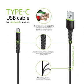 Intaleo CBFLEXT2 USB-USB Type-C 2 Black (1283126521423) 3