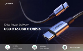   Ugreen USB Type-C to Type-C 1.0m US316 100W 5A Alum. (Black) (70427) 10