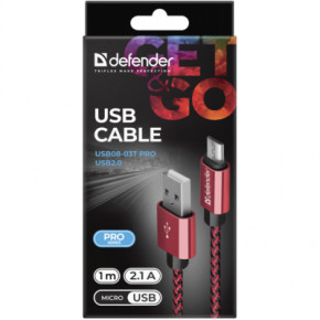   Defender USB08-03T USB 2.0 AM to Micro USB 5P 1  red (87801) 5