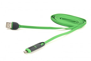  PowerPlant Quick Charge 2A 2--1 flat USB 2.0 AM  Lightning/Micro 2green                  