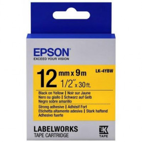    Epson LK4YBW9 Strong Adhesive 12/9 Black/Yellow (C53S654014)