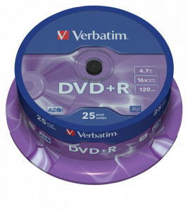   DVD+R Verbatim (43500) 4.7Gb 16X Matt Silver 25  Spindle (0)