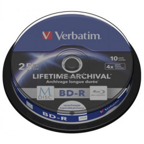  Verbatim M-Disc BD-R 25Gb 4x Cake Printable 10  (43825)