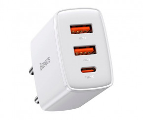   Baseus Compact Quick Charger 2U+C 30W / 2  USB QC3.0 / 1 x Type-C PD (CCXJ-E02) - White