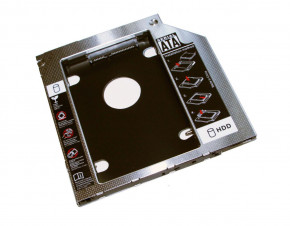 Карман для ноутбука под 2.5 SSD/Sata винт (вместо привода) 9,5мм, HQ-Tech HQ-HC09SA/BP Aluminium