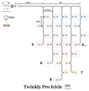  Twinkly Pro Icicle AWW 250 IP65 AWG22 PVC Rubber  (TW-PLC-I-CA-250GOP-WR)