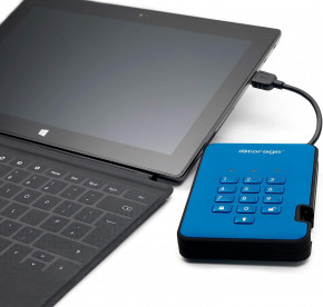 Жесткий диск iStorage diskAshur 2 USB 3.1 1TB Blue (IS-DA2-256-1000-BE) 5