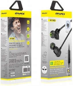   Awei WT20 Bluetooth Earphones Black (1)