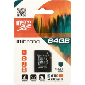   Mibrand 64GB microSDXC class 10 UHS-I (MICDXU1/64GB-A)