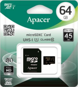   Apacer 64 GB microSDXC Class 10 UHS-I plus SD adapter (AP64GMCSX10U1-R) 4