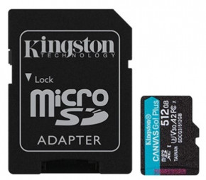 Карта памяти Kingston MicroSDXC 512GB UHS-I/U3 Class 10 Canvas Go! Plus R170/W90MB/s+ SD-адаптер (SDCG3/512GB)
